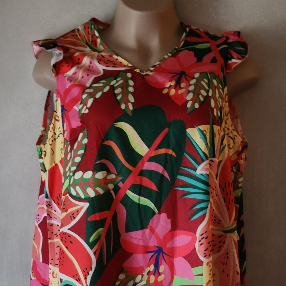 Shein Curve dress sz 2X tropical bold print lightweight EUC